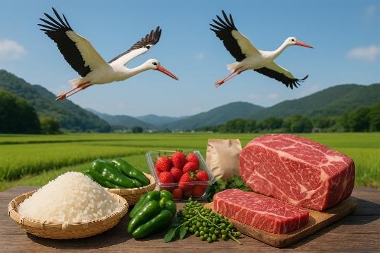 コウノトリと農産物